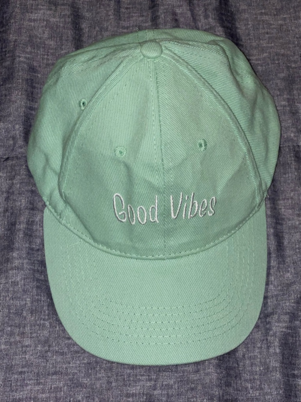 Good Vibes Embroidered Baseball Cap - Mint Green